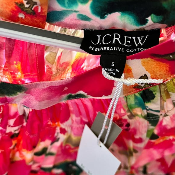 J. Crew Pink and Orange Puff Sleeve Blouse with Peter Pan Collar - Picture 3 of 3